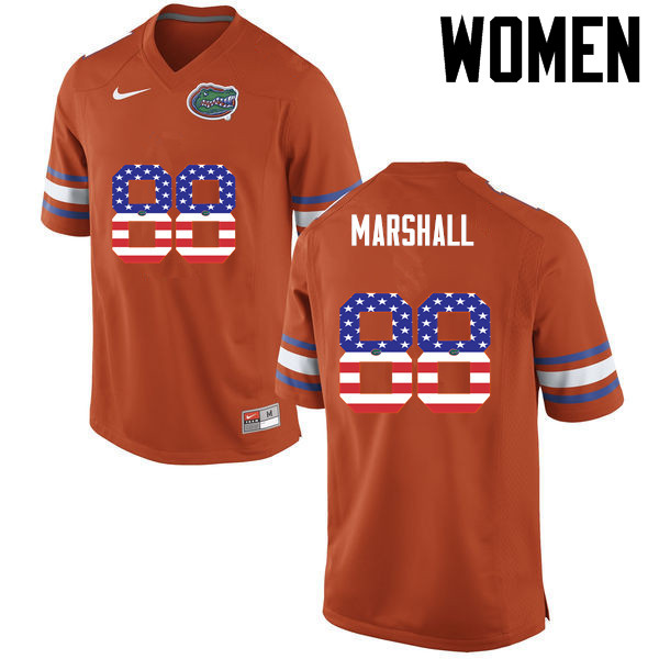 Women Florida Gators #88 Wilber Marshall College Football USA Flag Fashion Jerseys-Orange